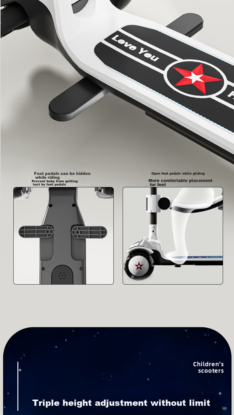 Strolex Six-In Children's Scooter for Ages 1-6, Foldable Ride-On Scooter with Music And Lights 6