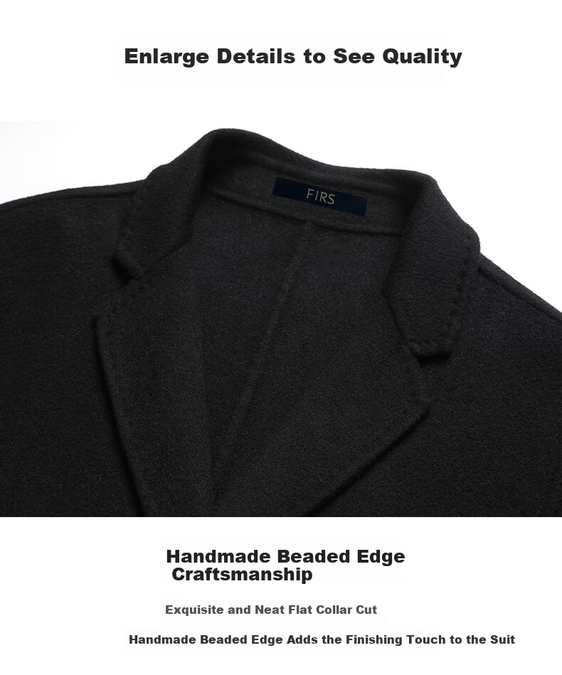 FIRS 100% Wool Double-Sided Suit Jacket for Men, Autumn And Winter Business Casual Workwear Single Blazer Wool Coat 2