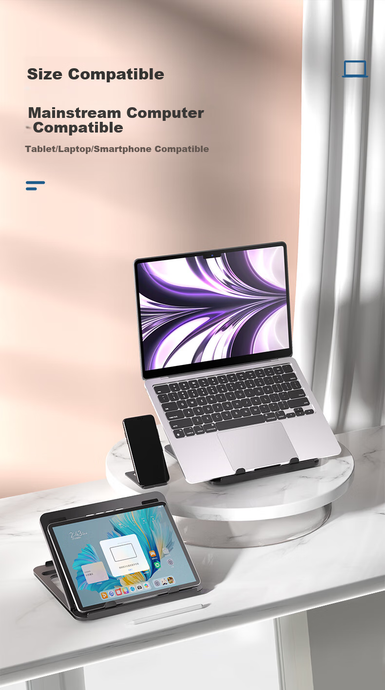 ICE COOREL Laptop Stand Z5, Computer Desk Stand, 360° Rotating Cooling Stand, Portable Folding Adjustable Height Stand, Suitable for Tablets, Apple Mac, Lenovo Legion, Huawei 1