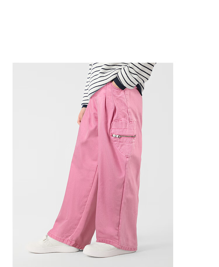 BALABALA Girls' Pants, Children's Jeans, 2025 Spring Style, Heart Pocket Design, Straight-Leg Trousers, 208125108003 10