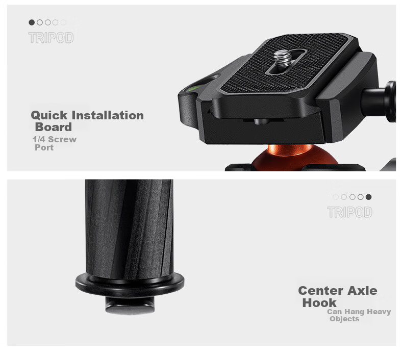 Zhuoer Carbon Fiber Tripod for DSLR Cameras, Portable Travel Professional Photography Panoramic Ball Head Tripod, Ultra-Light Live Streaming Vlog Video Monopod 11