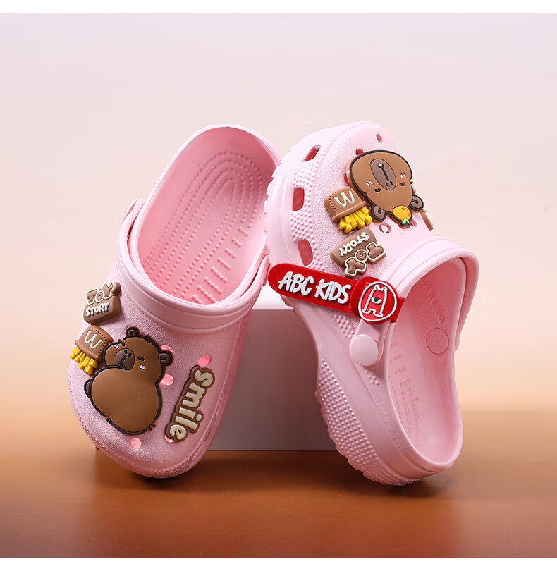 ABC KIDS Children's Slippers Summer Sandals for Boys And Girls Soft-Soled Hole Shoes Kapibara Beach Shoes 8597 Pink 39-40 6