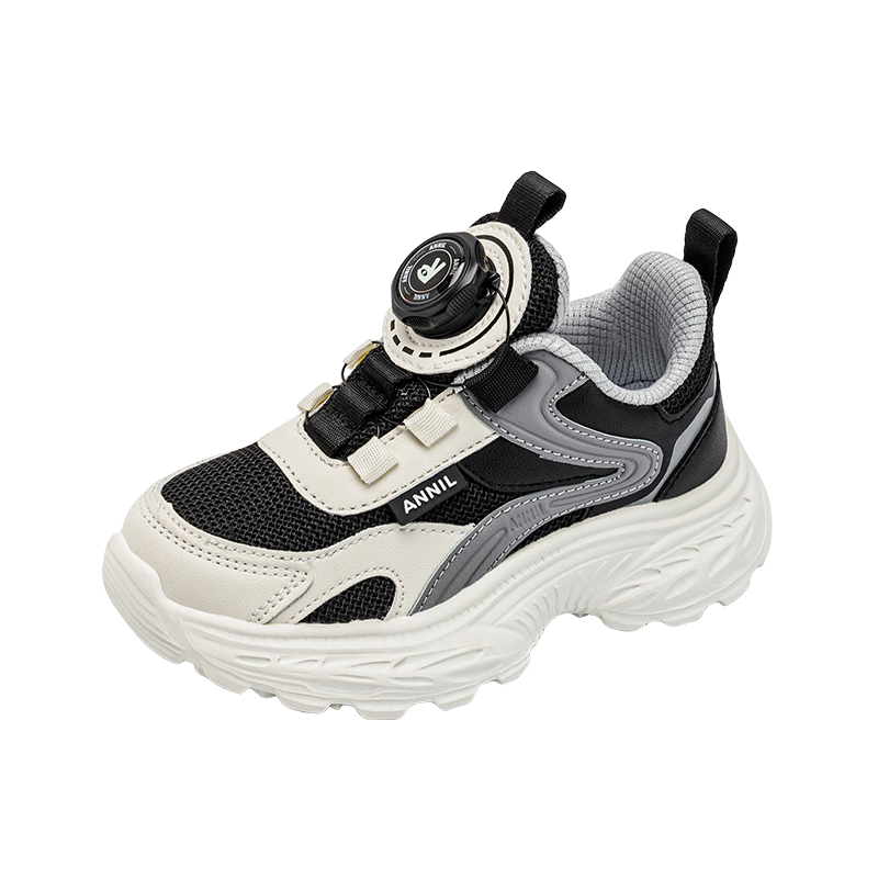 ANNIL Girls' Sports Running Shoes Spring White Breathable Mesh Dad Sneakers Kids Shoes 5237 Black Size 36
