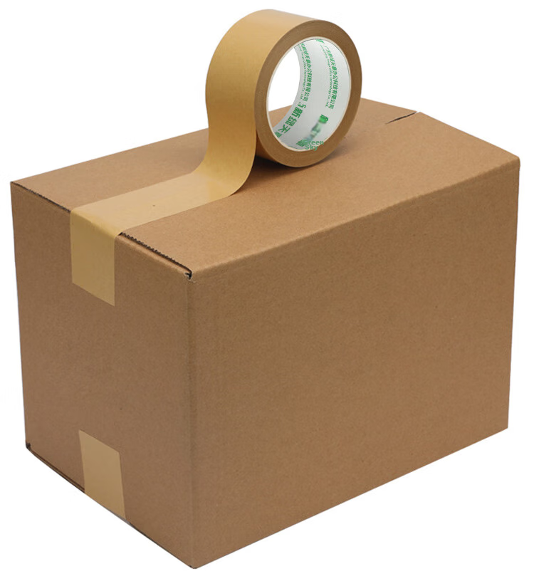 TANGO Kraft Paper Tape, 60mm*18m*5 Rolls, 125um Thickness, Packaging Sealing Tape, Opaque, Noiseless, Can Be Hand-Torn, for Home Use, Factory Workshop Production, Office Supplies, T19623 12