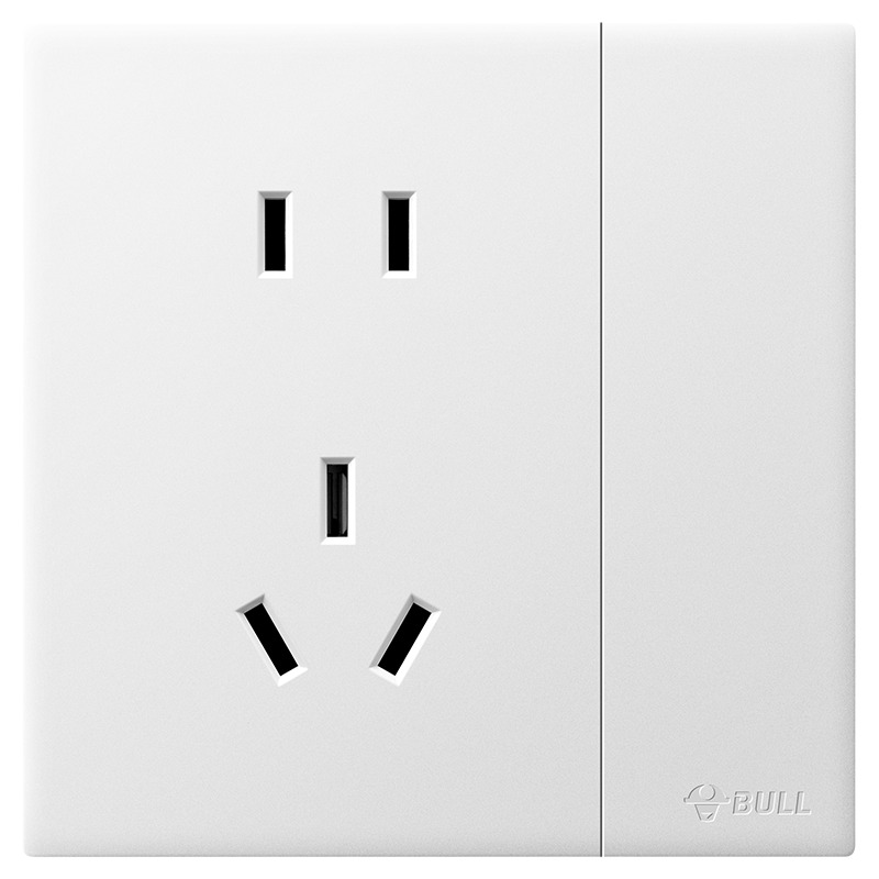 BULL Switch Socket G60 Series Single Switch Double Control Five-Hole with Switch Socket Ultra-Thin Panel G60E334 Twilight Snow White