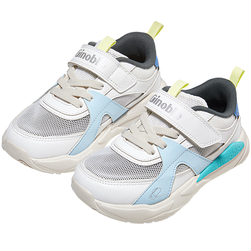 Ginoble Toddler Shoes for 18 Months to 5 Years Old, Boys And Girls Summer Breathable Functional Shoes GW1721 Bright White/sailboat Blue