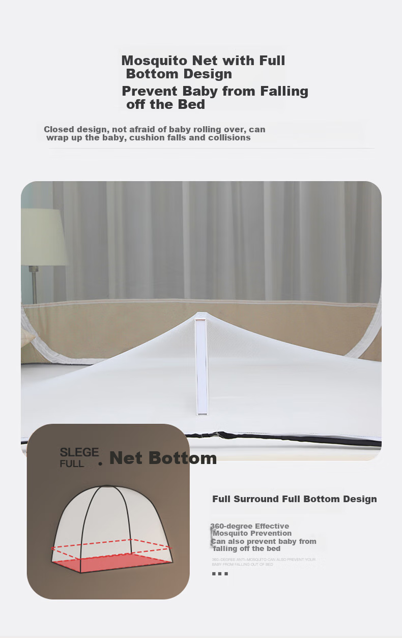 Sushidai Mongolian Mosquito Net, Fall-Proof Mosquito Net, 1.5x2 Meters, Household Integrated Design, No Installation Required, Foldable, Children's Anti-Mosquito Net, Suitable for Mothers And Infants, Class A 6