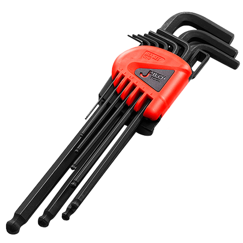 JETECH Hex Key Set with Extended Blackened Ball-End Hex Wrenches for Home Mechanical Repair, 9-Piece Set BM-B9