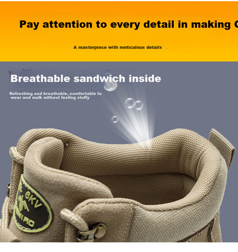 Chichengniao Safety Shoes for Men, Anti-Smashing And Puncture-Resistant Insulated Shoes with Plastic Toe Cap, Lightweight And Wear-Resistant Soft Sole, Breathable Summer Work Safety Shoes [High-Top Protection] Anti-Smashing And Puncture-Resistant - 2373 Sand Color Size 36 15