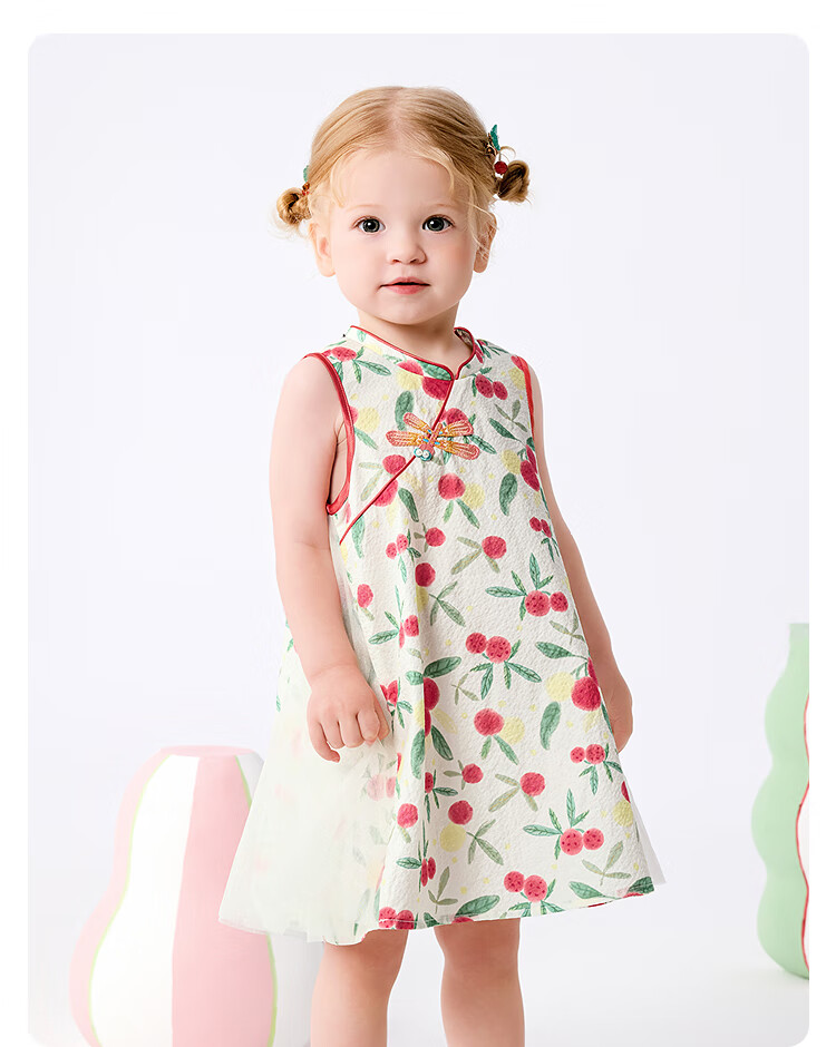 BALABALA Children's Dress, Girls' Skirt, Baby Princess Dress, 2025 Summer Collection, Chinese Style, Exquisite, 208225111009 14