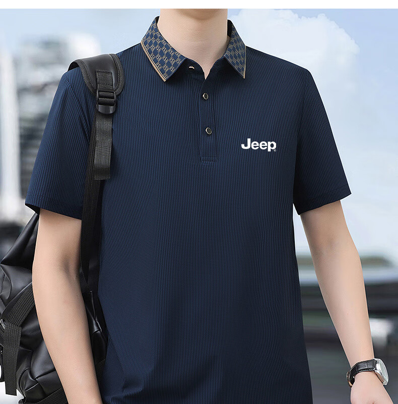 JEEP Short-Sleeve Polo Shirt T-Shirt for Men, Father's Day Gift, Turn-Down Collar, Summer Casual, Middle-Aged And Young, New Style, Business Loose Half-Sleeve 8