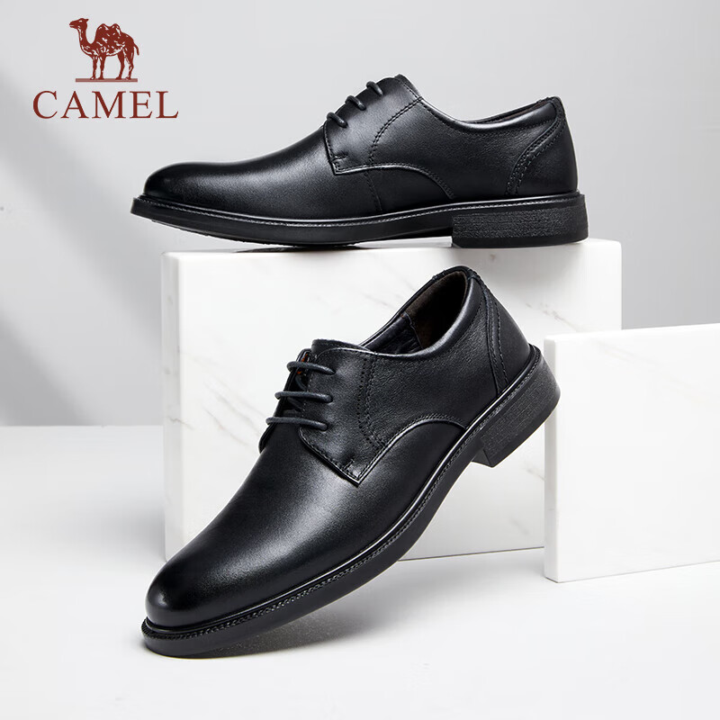 Мужские туфли CAMEL кожаные на шнуровке, модель GE12226983, черные, размер 43