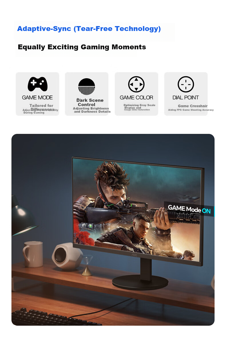 AOC Monitor, 2K Computer Display, 23.8-Inch, Office Eye Protection, Low Blue Light, Type-C, Height Adjustable And Rotatable, Desktop Expansion Screen for Laptops 9