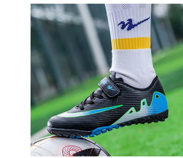 Shuangxing Children's Soccer Shoes for Boys And Girls, Big Kids' Molded Studs TF Artificial Grass Training Shoes, Student And Youth Slip-On Sneakers 13