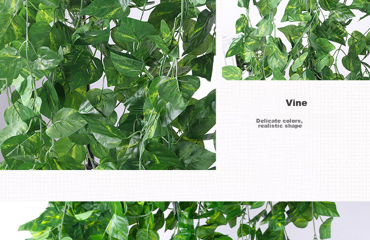 Shengshitaibao Artificial Grape Vine Leaves Plastic Flower Vine Green Plant Hanging Vine Air Conditioning Duct Living Room Decoration, 66 Leaves, 2 Pieces Set 7