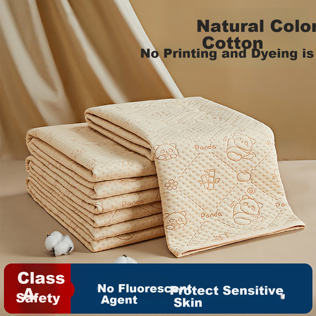 Moertu Baby Cotton Pad, Large Size, Waterproof, Washable, Pure Cotton, Breathable, for Menstrual Period, Small Bed Diaper Pad, 100*150