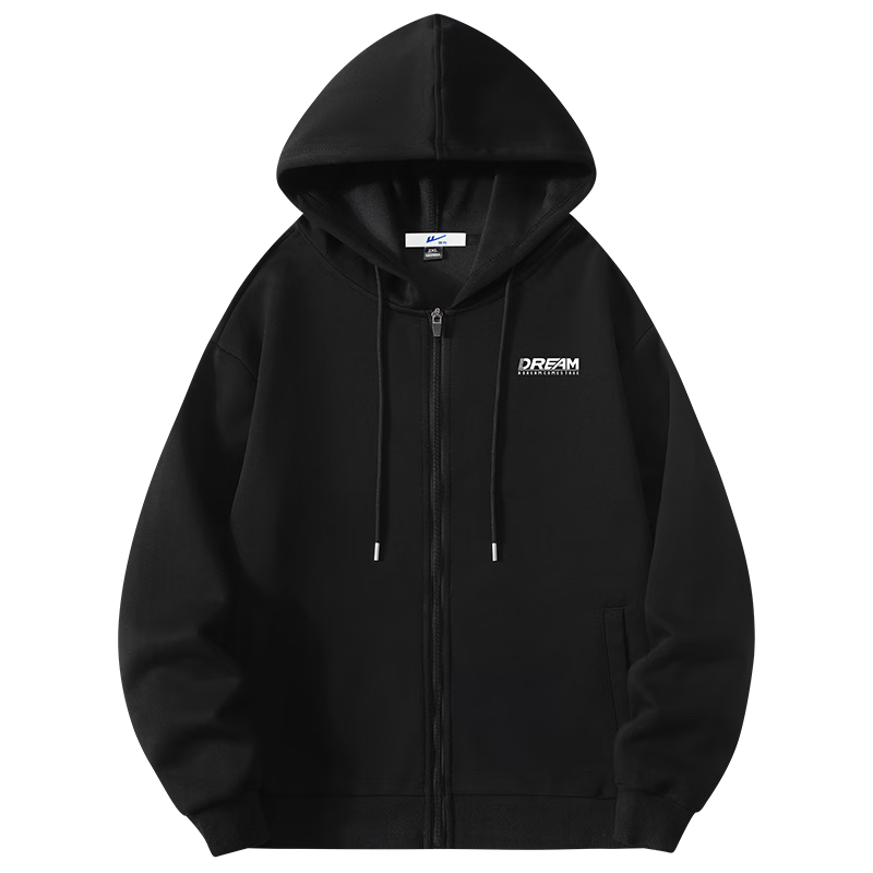 Huili 320g Heavyweight Hoodie Sweatshirt for Men, Spring Loose-Fitting Jacket, Casual Sports Outerwear, Black, 3XL