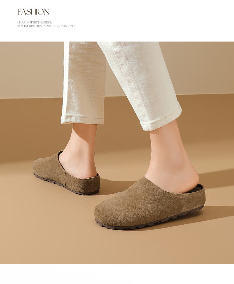 DAPHNE Women's Slip-On Shoes, Retro Style, Spring 2025 Collection, Thick-Soled Casual Closed-Toe Mules, Gray, Size 40 8