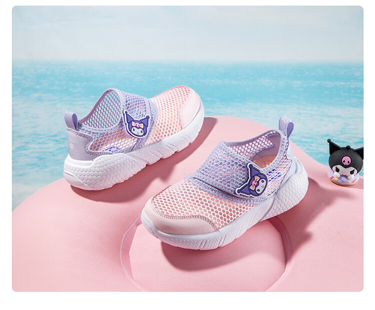 Hello Kitty Girls' Sports Shoes Summer Breathable Mesh Cute Kuromi Lightweight Casual White Sneakers for Kids 7