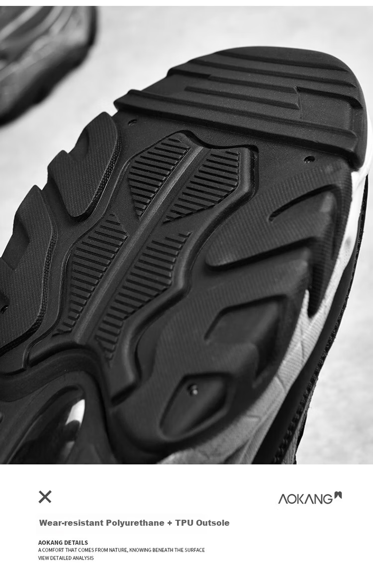 Aokang Men's Shoes, Dad Shoes, Fashionable Versatile Running Thick-Soled Height-Increasing Sneakers, Black, Size 39 6
