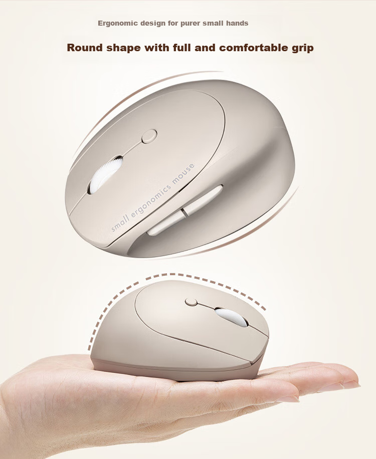 Shanye Ergonomic Wireless Bluetooth Dual-Mode Mouse, Vertical Grip, Fully Silent Buttons, Lightweight Mini Japanese-Style Mouse, Rechargeable, Suitable for Small And Medium Hands, for Office And Gaming 3