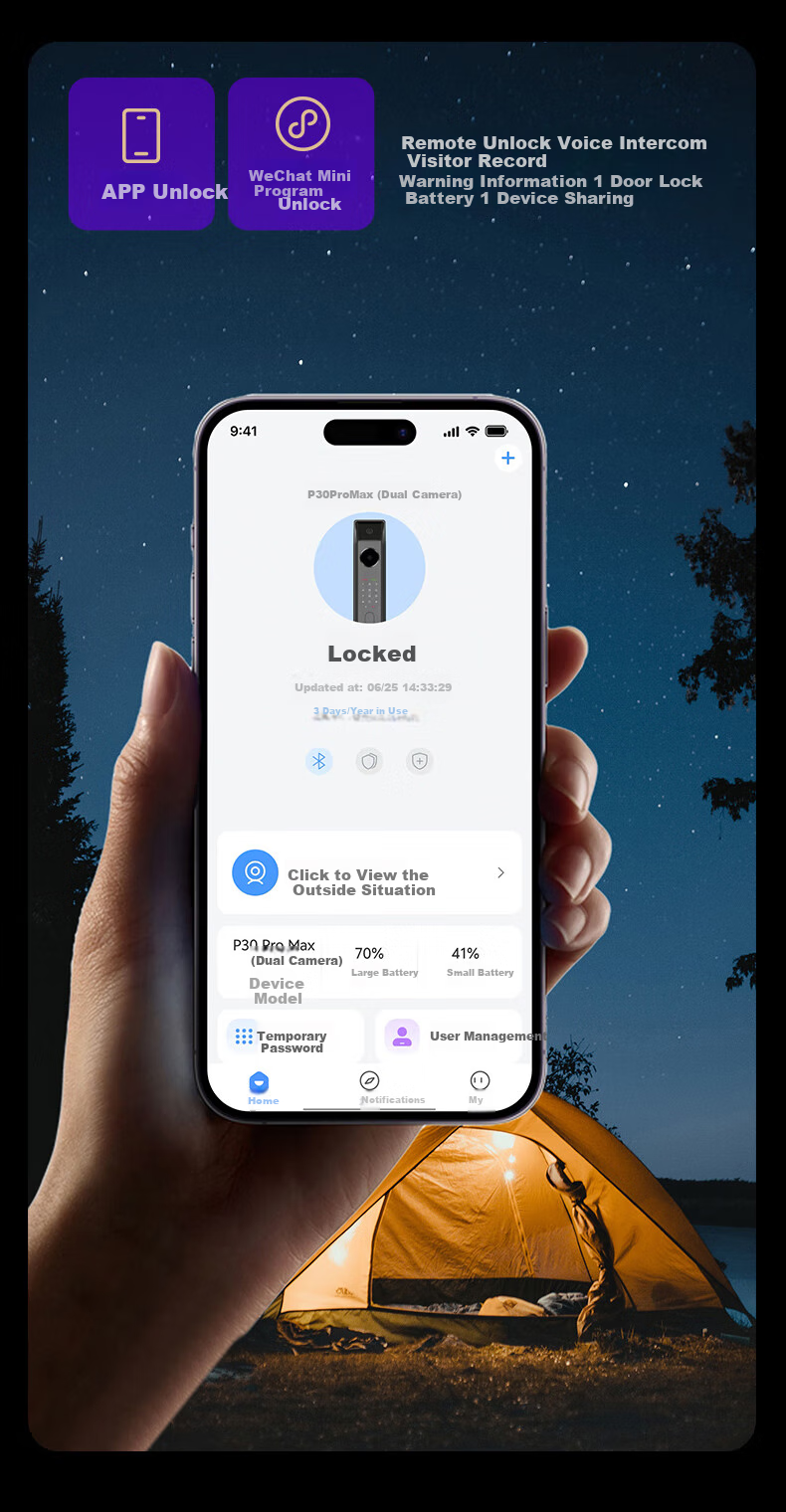 KAADAS Smart Door Lock, Dual-Camera Facial Recognition with Visual Peephole And Large Screen Fingerprint Lock, P30 Pro Max Dual-Camera AI Versio 6