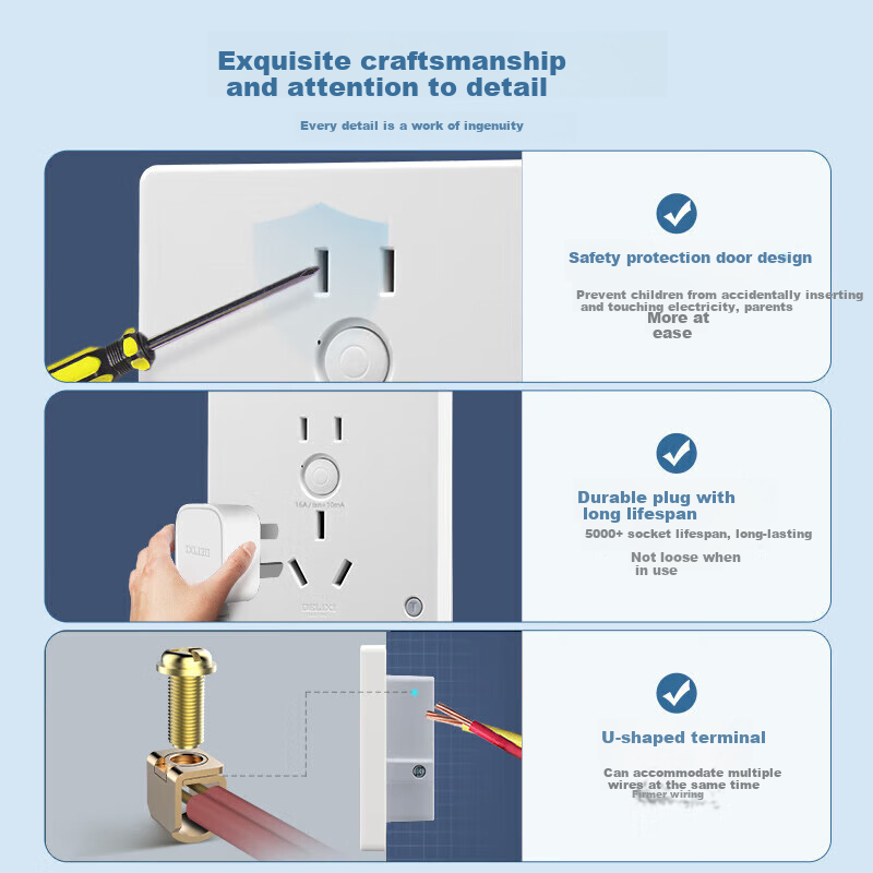 DELIXI (DELIXI) Switch Socket Panel 86 Type Universal Wall Socket High Power Anti-electric Shock Leakage Protection 16A Leakage Protection Socket