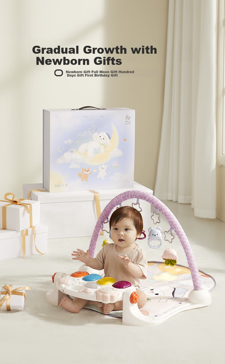Babycare Fitness Frame + Rattle Gift Box, Foot Piano, Newborn Welcome Gift, Baby Toys - Xiaoyangmimi 1