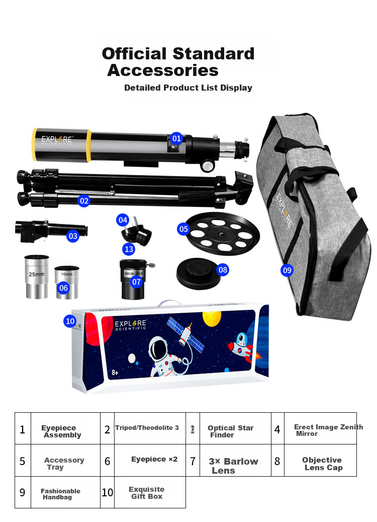 EXPLORE SCIENTIFIC Astronomical Telescope, High Magnification, High Definition, Professional Entry-Level, Boys' Stargazing, Elementary School Children's Day Gift 22
