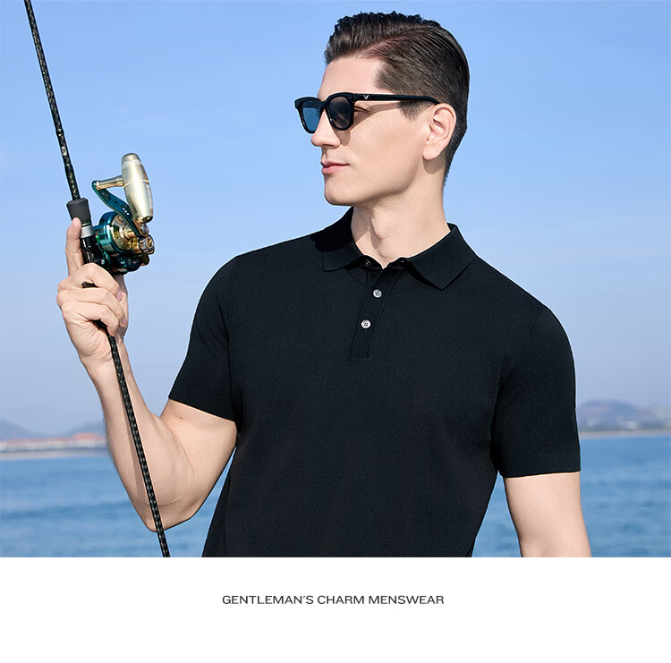 Andongniao [80% Long-Staple Cotton & Hollow Jacquard] Men's High-End Knitted All-Cotton Polo Shirt, Summer Short-Sleeve T-Shirt with Collar 8