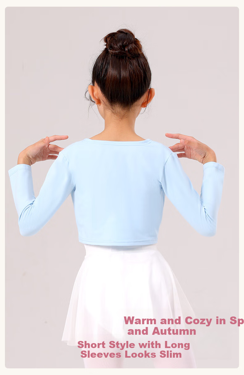 Zhiyouban Children's Dance Girls' Ballet Performance Costume, Chinese Dance Practice Single Shawl Top Outer Garment 5