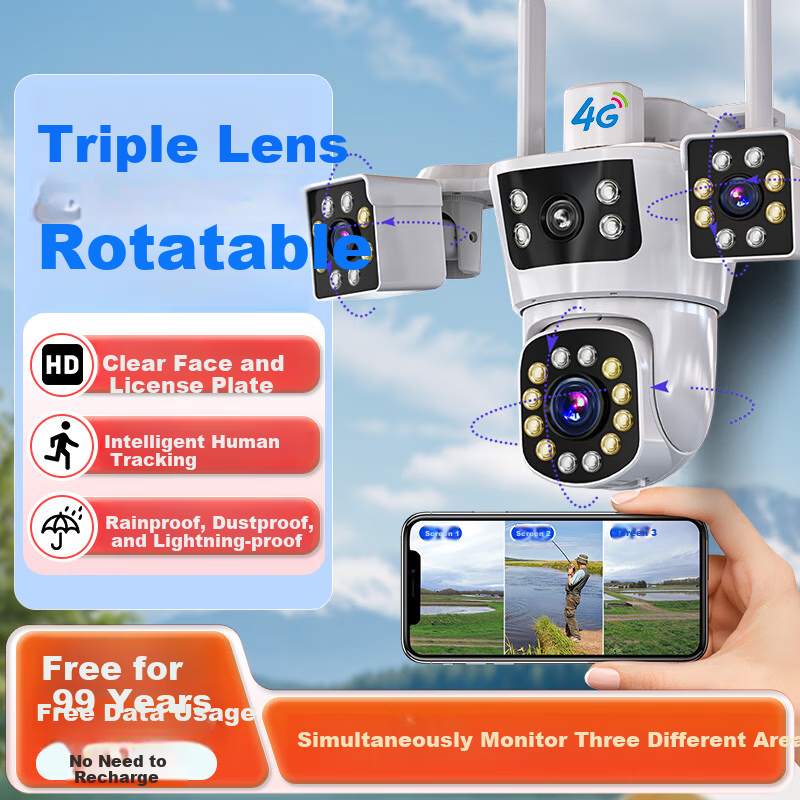 CONRING4G无线摄像头户外农村手机远程室外无需连wifi监控器家用360度无死角带全彩夜视追踪全景128G内存