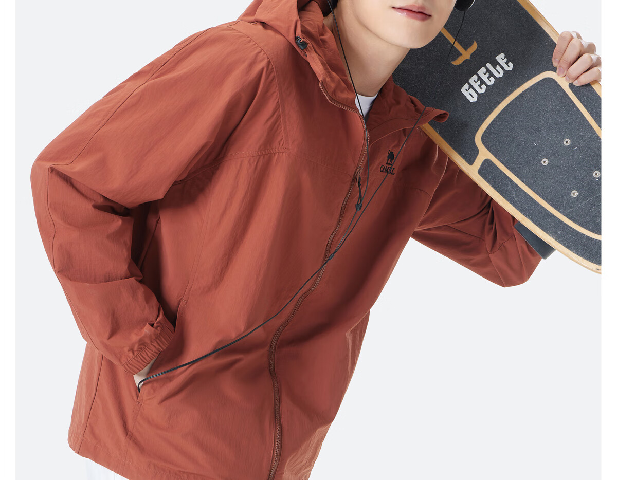 CAMEL Men's Jacket for Men And Women, Spring Outdoor Water-Repellent Oil-Resistant Ice-Feel Couple Hooded Coat M35BA6V062 28