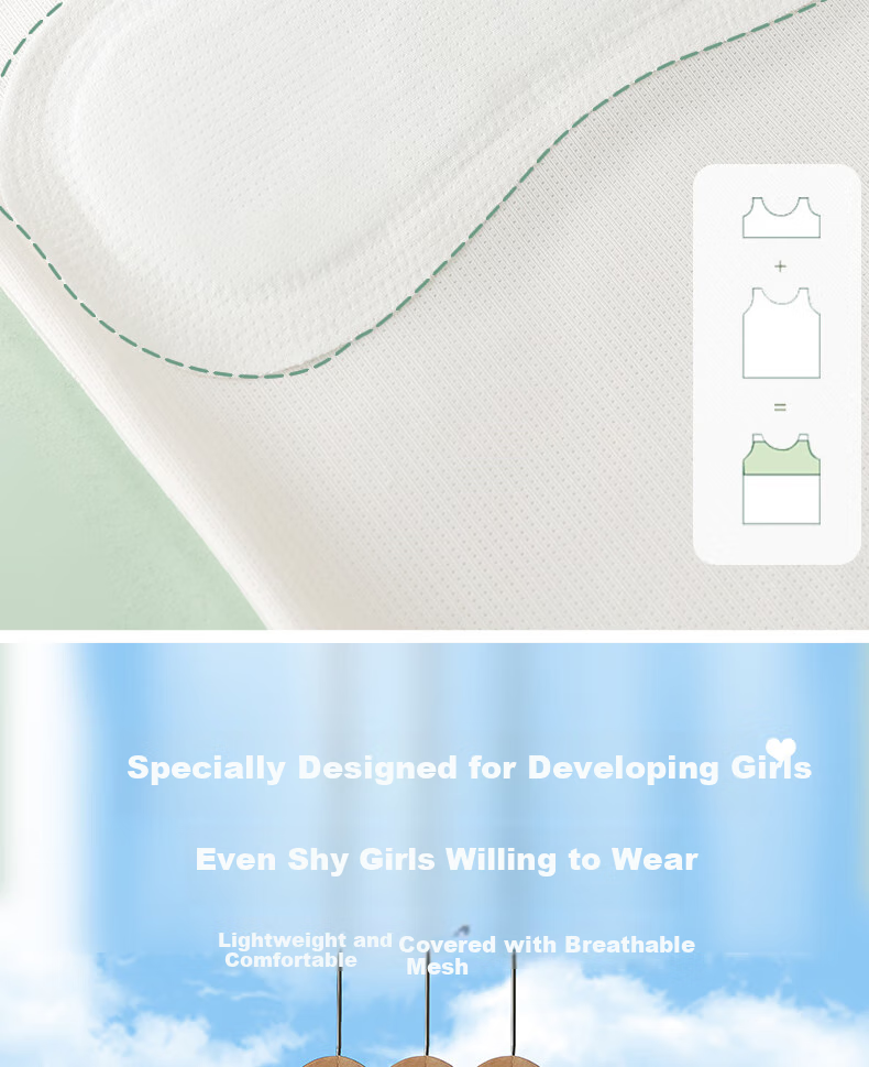Ailier&ouluola Girls' Underwear for Ages 9-12, Puberty Training Bra Camisole Undershirt for Primary And Secondary School Students, Long Style, White, 4XL 8