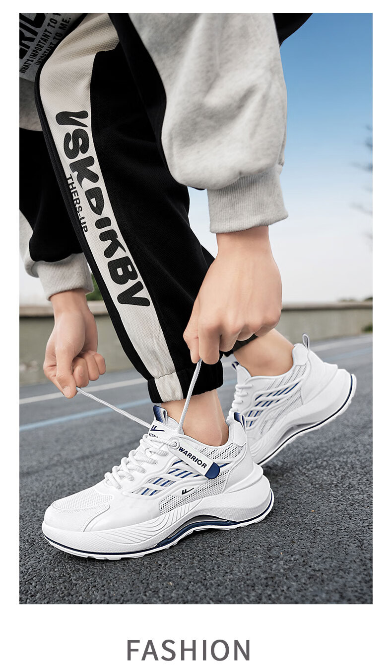 Warrior Men's Sports Shoes 2026 Summer New Men's Versatile Thick-Soled Breathable Casual Trendy Shoes White/Orange Size 39 8