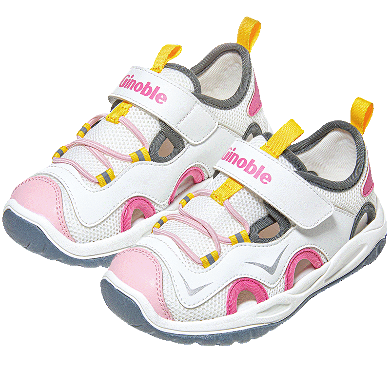 Ginoble Baby Walking Shoes, Summer Functional Sandals for Boys And Girls, Beach Shoes GW1743 Bright White/Almond Pink