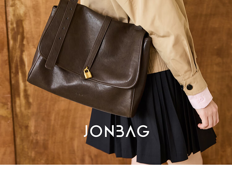 JONBAG Street-Style Flip-Top Briefcase Lock Shoulder Bag, Large Capacity, Fashionable Versatile Commuter Birthday Gift for Wife 10
