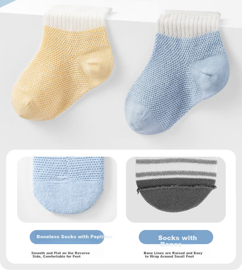 Beitaisi Baby Socks, Summer Thin Style, Newborn Breathable Mesh, Mid-Calf Socks for Boys And Girls, Children's Socks 11