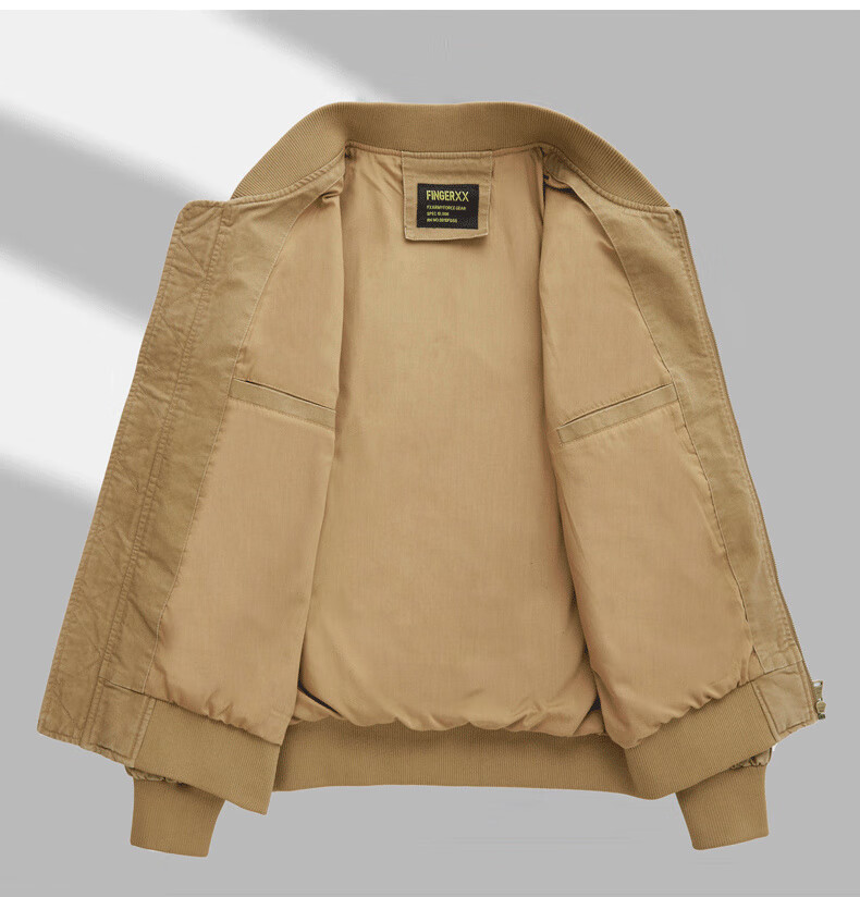 JEEP SPIRIT Men's Casual Lightweight Baseball Jacket for Spring And Autumn, Khaki Color, XL Size 7