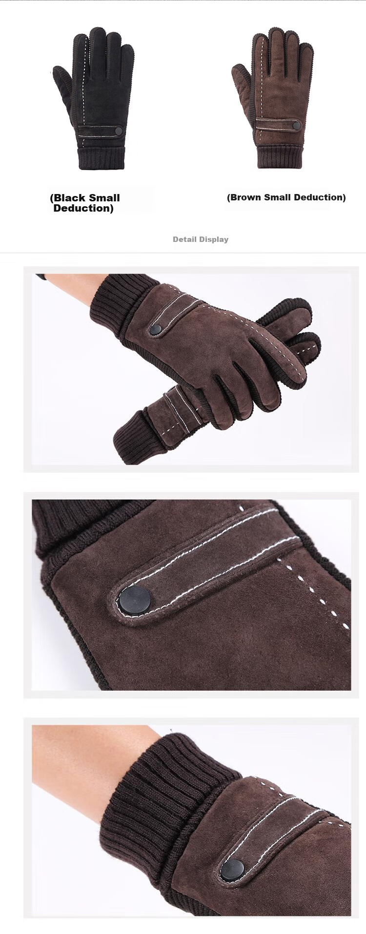 BWNK Winter Motorcycle Fleece-Lined Cotton Gloves, Thickened Warm Outdoor Windproof Riding Non-Slip Knitted Gloves, Black 1