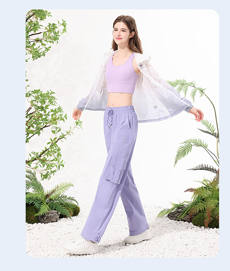 CAMEL Ice Cooling Sun Protection Workwear Women's Casual Outdoor Sports Long Pants Y25BAVLZ006 Hibiscus Pink XL 9