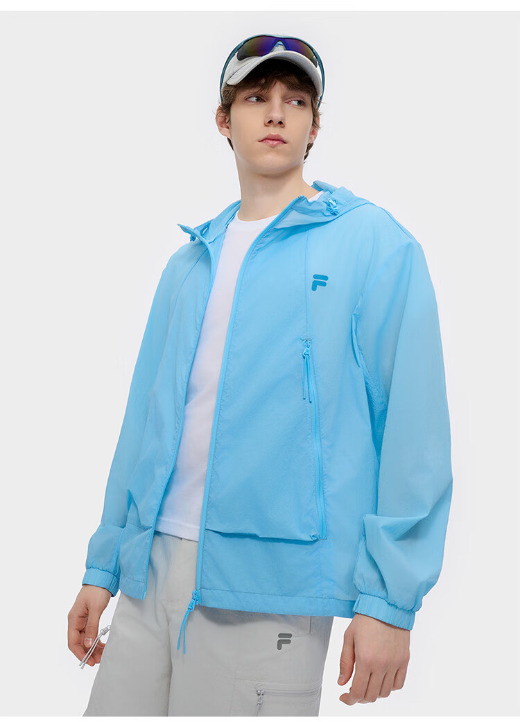 FILAFUSION FILA Trendy Couple's Woven Jacket, Summer Loose Sun Protection Hooded Top 8