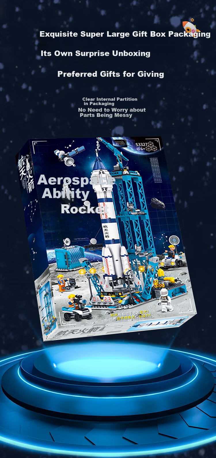 QZCX Building Blocks Chinese Aerospace Rocket Model Educational Toy for Boys Aged 6-8 Birthday Gift 9