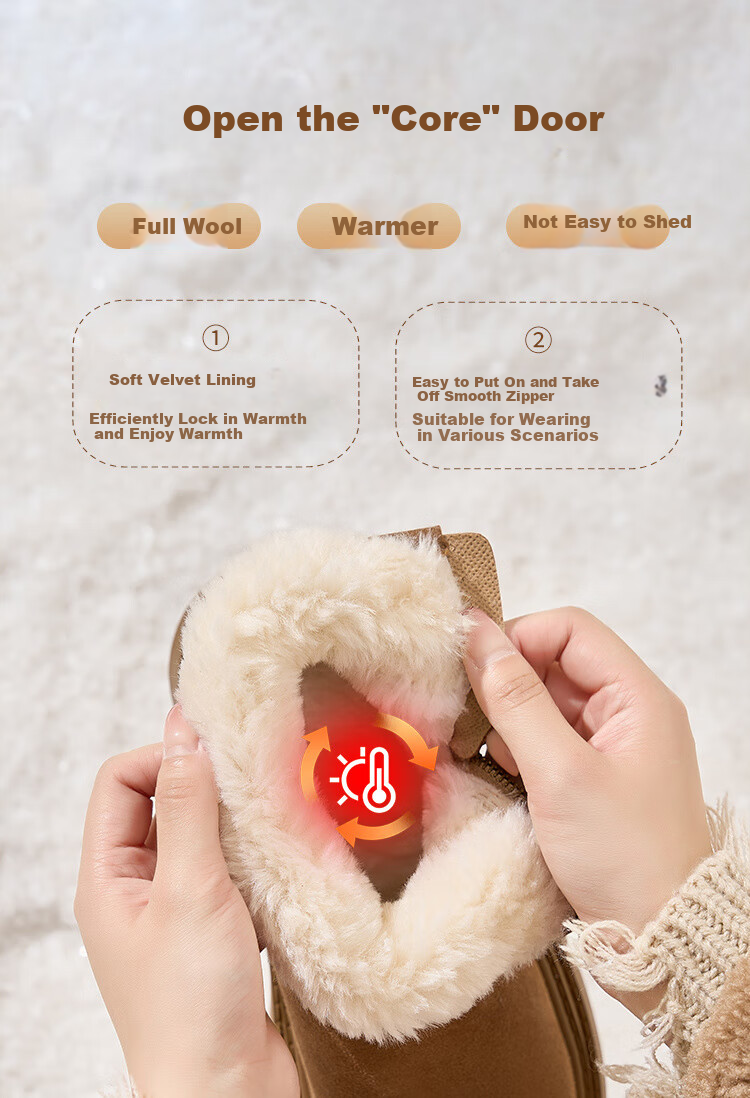 ZHR Snow Boots for Women, New Winter Style, Warm Short Boots, Versatile Thick-Soled Non-Slip Waterproof Cotton Shoes, JT72, Coffee Color, Size 37 6