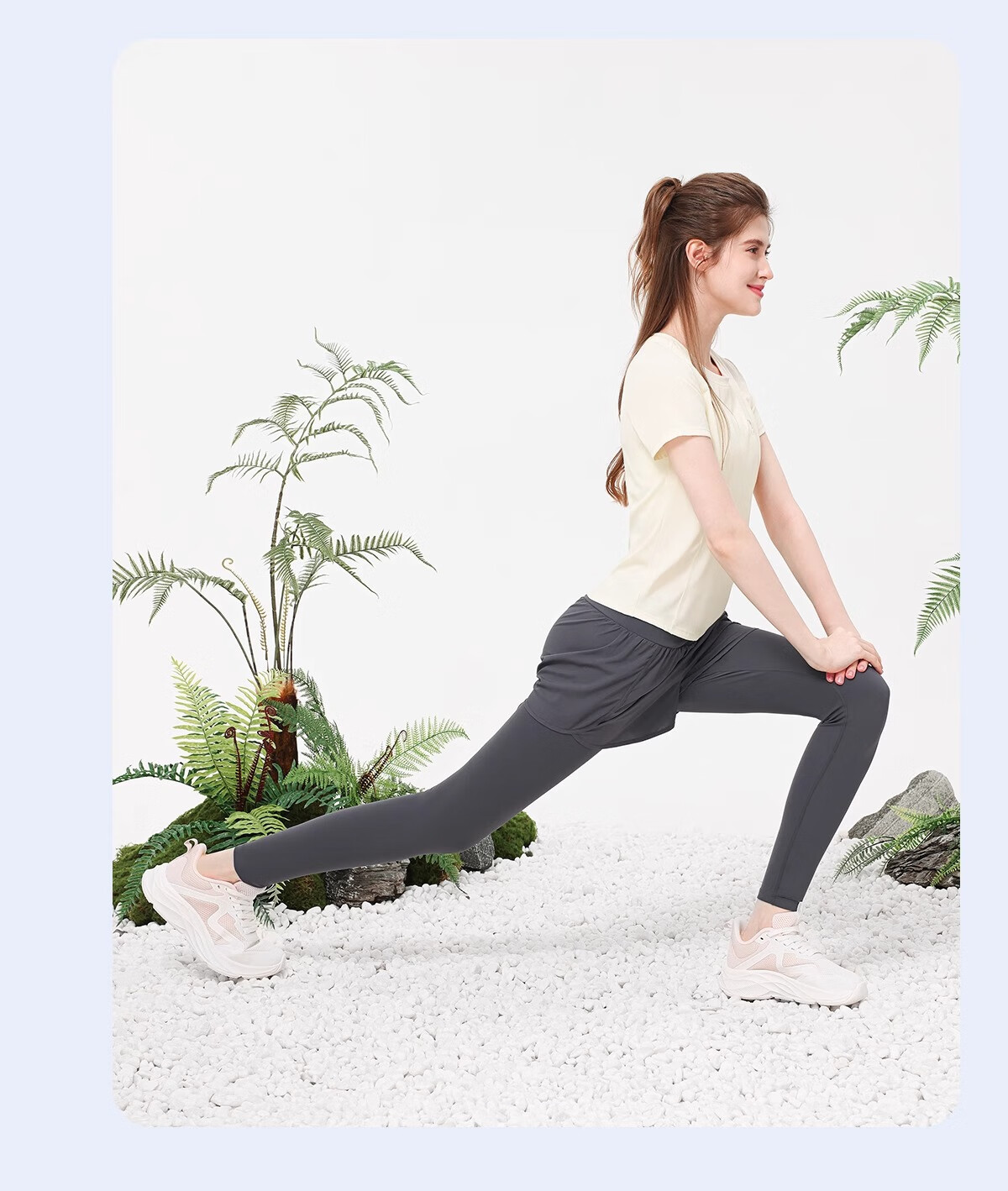 CAMEL Yoga Set Quick-Dry Breathable Sports Women's Short-Sleeve Two-Piece Set L Ice Blue/gray Lavender, Stand-Up Collar Style 38