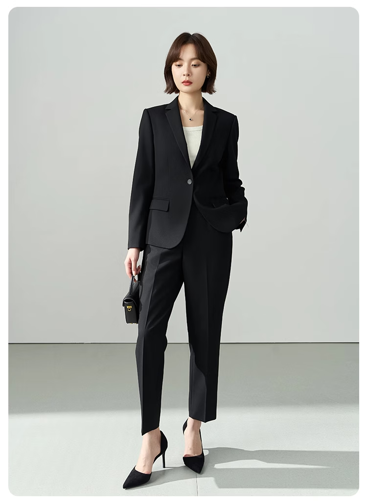 Miss Bird Lucky Series Black Professional Suit Set Women's Civil Service Interview Formal Commuter Elegant Blazer Set 8