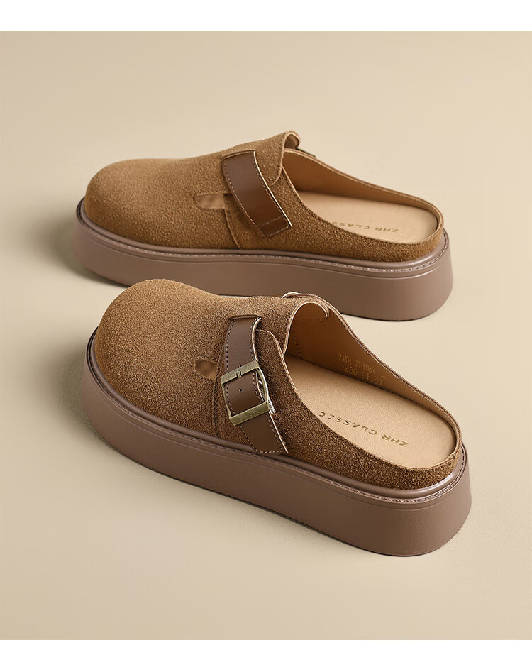 ZHR Bokeng Women's Shoes, Spring And Autumn Thick-Soled Heightening Casual Slip-On Loafers, JF98, Apricot Color, Size 39 23