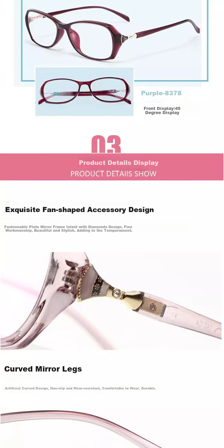 GOGOSOON Ultra-Light High-Definition Reading Glasses for Women, Anti-Blue Light, Fashionable, Youthful Appearance, Comfortable Presbyopic Glasses for Middle-Aged And Elderly, Father's Glasses 8
