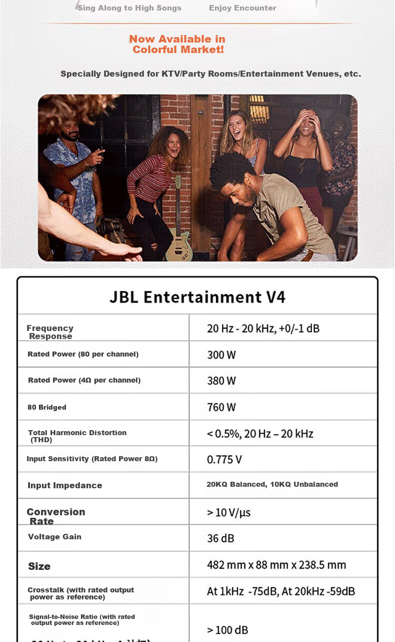 JBL V Series Amplifier, Karaoke Professional Amplifier, Equipment for Stage, KTV, Meeting Amplifier, Home Amplifier, V4 Pure Amplifier, One Unit 2