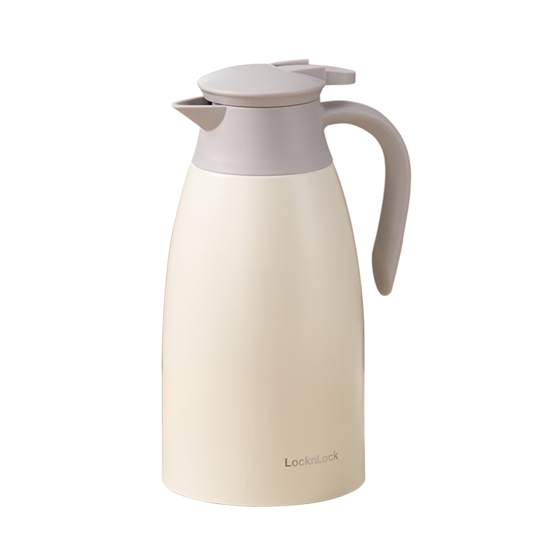 LOCK&LOCK Large Capacity Outdoor Insulated Bottle with 304 Stainless Steel Inner Liner, Cold Water Bottle, Vacuum Insulated Flask, 2L, Off-White